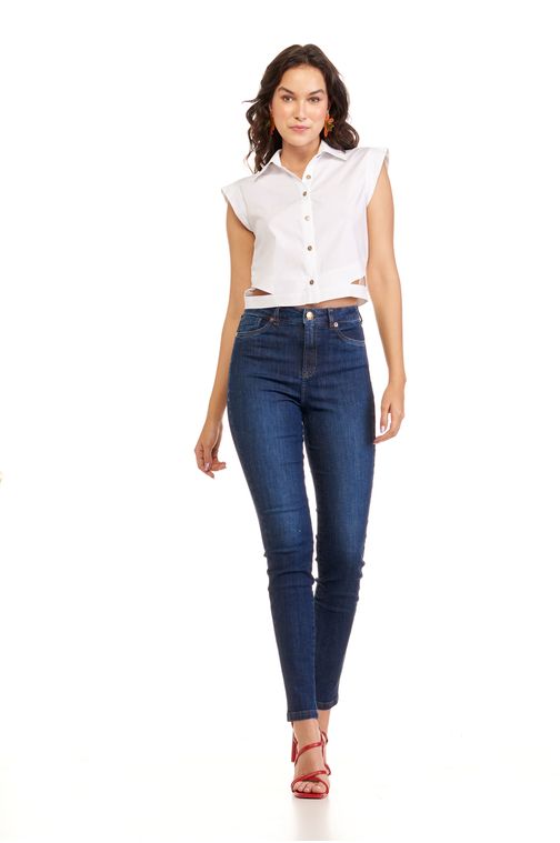 Calça Patogê feminina jeans skinny cintura super alta (G5) Cor:UNICA; Tamanho:40