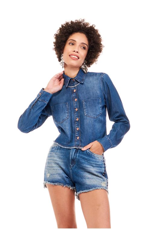 Short Patogê feminino jeans cintura super alta (G5) Cor:UNICA; Tamanho:34