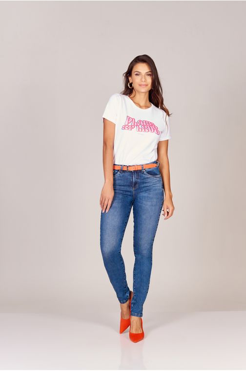 Calça Patogê feminina skinny jeans com cinto cintura média (G3)