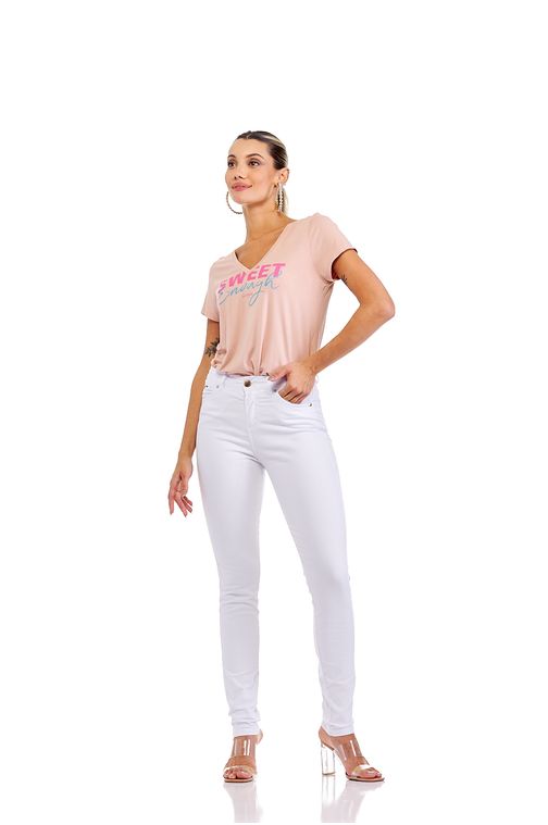 Calça Patogê feminina skinny em sarja com aplicação de tachas cintura alta (G4) CL36828 Cor:UNICA; Tamanho:40