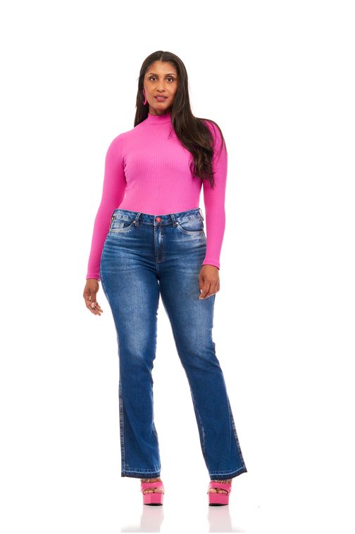 Calça Patogê feminina boot cut curvy jeans cintura média (G3) CL36680 Cor:UNICA; Tamanho:42