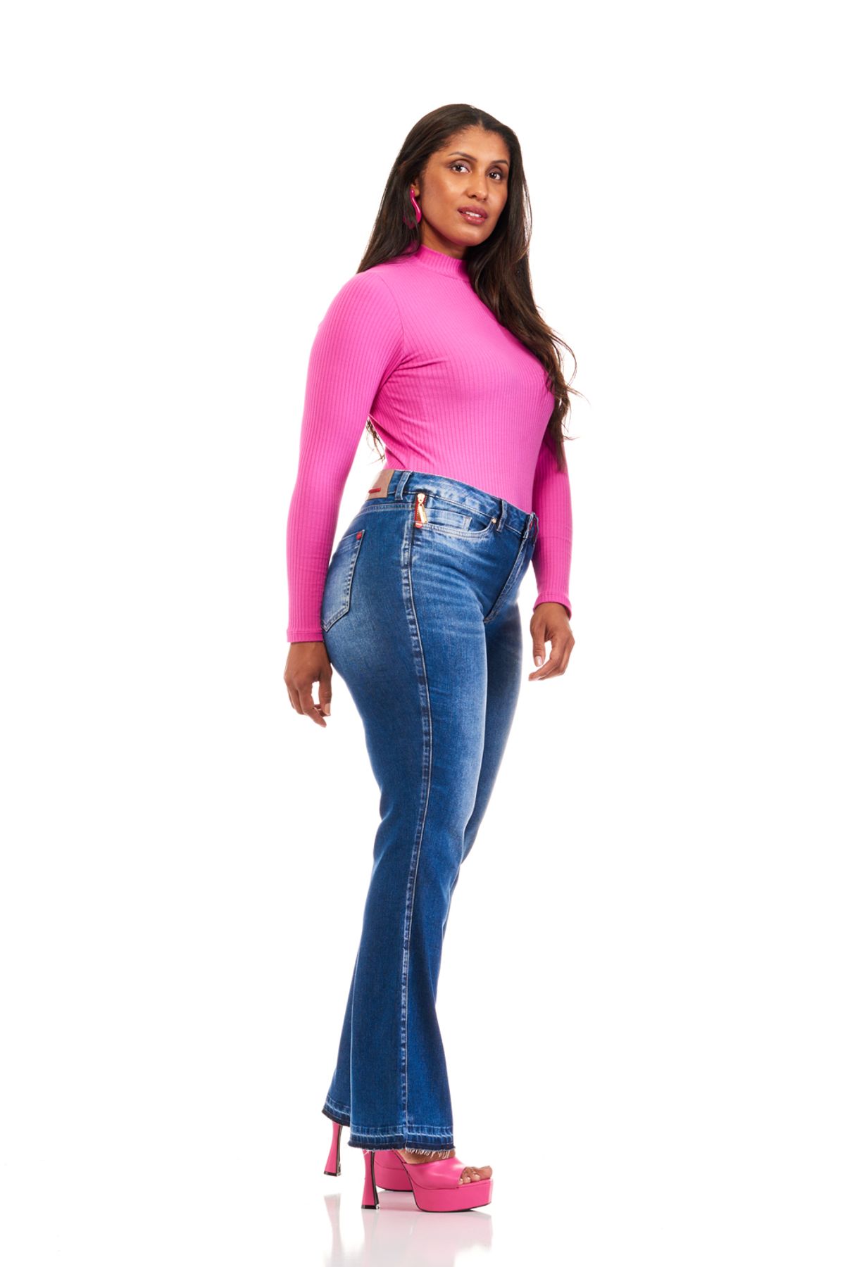 Calça Patogê feminina boot cut curvy jeans cintura média (G3) CL36680 -  patoge