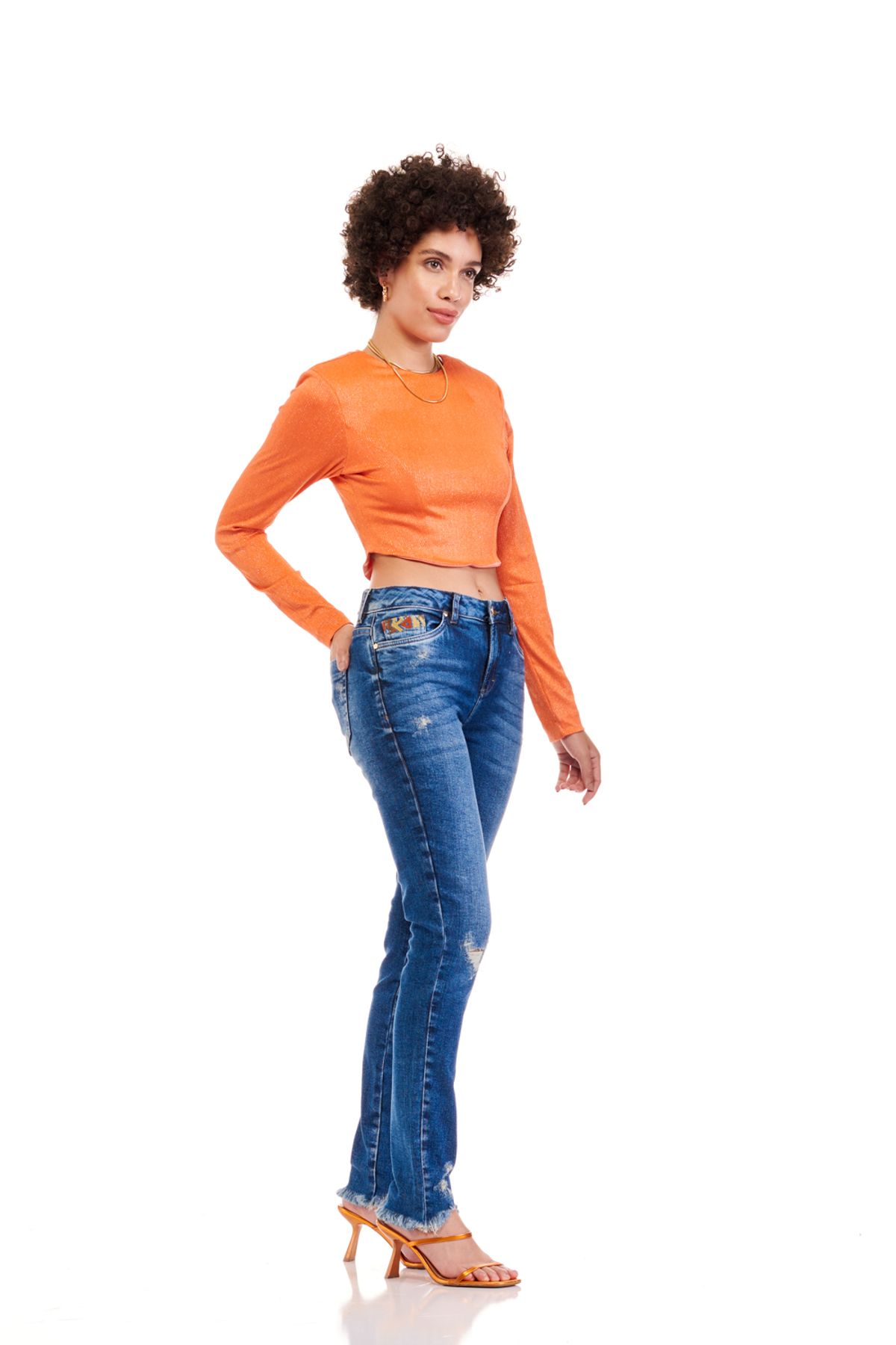 Calça Patogê feminina double cut jeans cintura média (G3) CL36836 - patoge