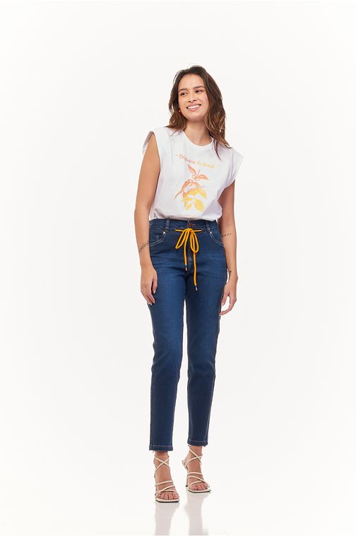 Calça Patogê feminina jogger jeans cintura média (G3) CL36906 Cor:UNICA; Tamanho:34