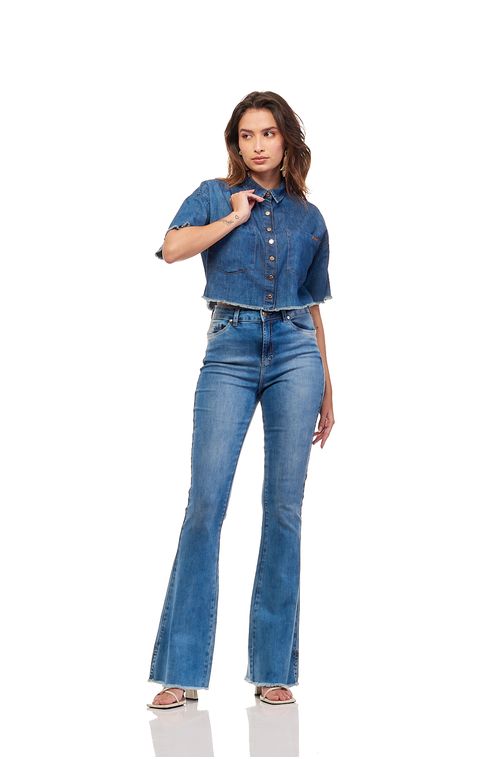 Calça Patogê feminina flare jeans cintura alta (G4) CL36908 Cor:UNICA; Tamanho:36