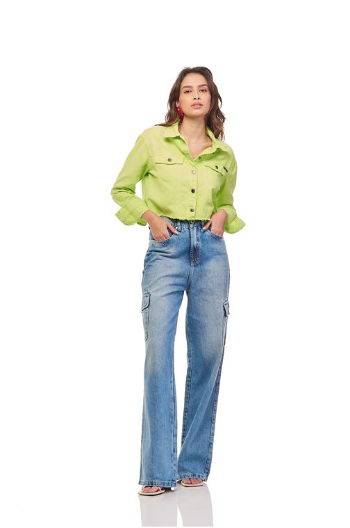 Calça Patogê feminina wide leg light jeans cintura alta (G4) CL37376 Cor:UNICA; Tamanho:36