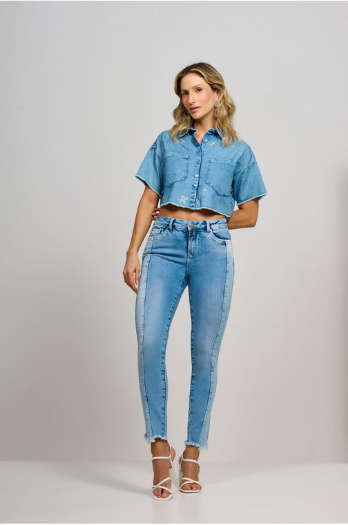 Calça Patogê feminina flare curvy jeans cintura média (G3) CL37135
