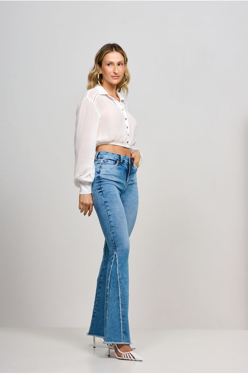 Calça Patogê feminina boot cut jeans cintura alta (G4) CL37033 - patoge