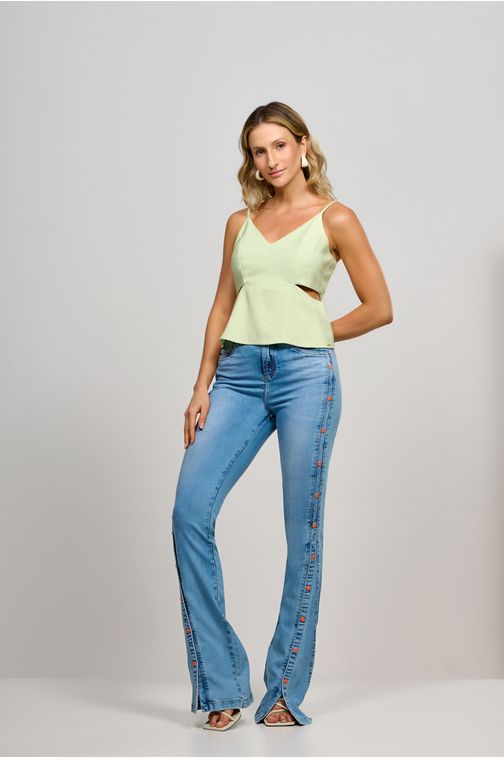 Calça Patogê feminina flare jeans cintura média (G3) CL37026 Cor:UNICA; Tamanho:36