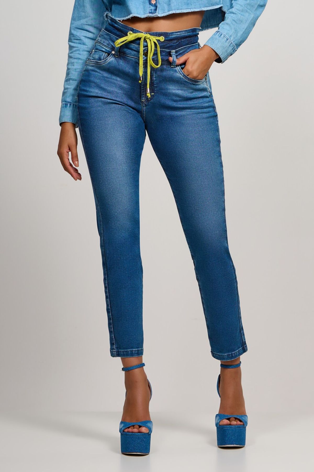 Calça Patogê feminina double cut jeans cintura média (G3) CL36836 - patoge