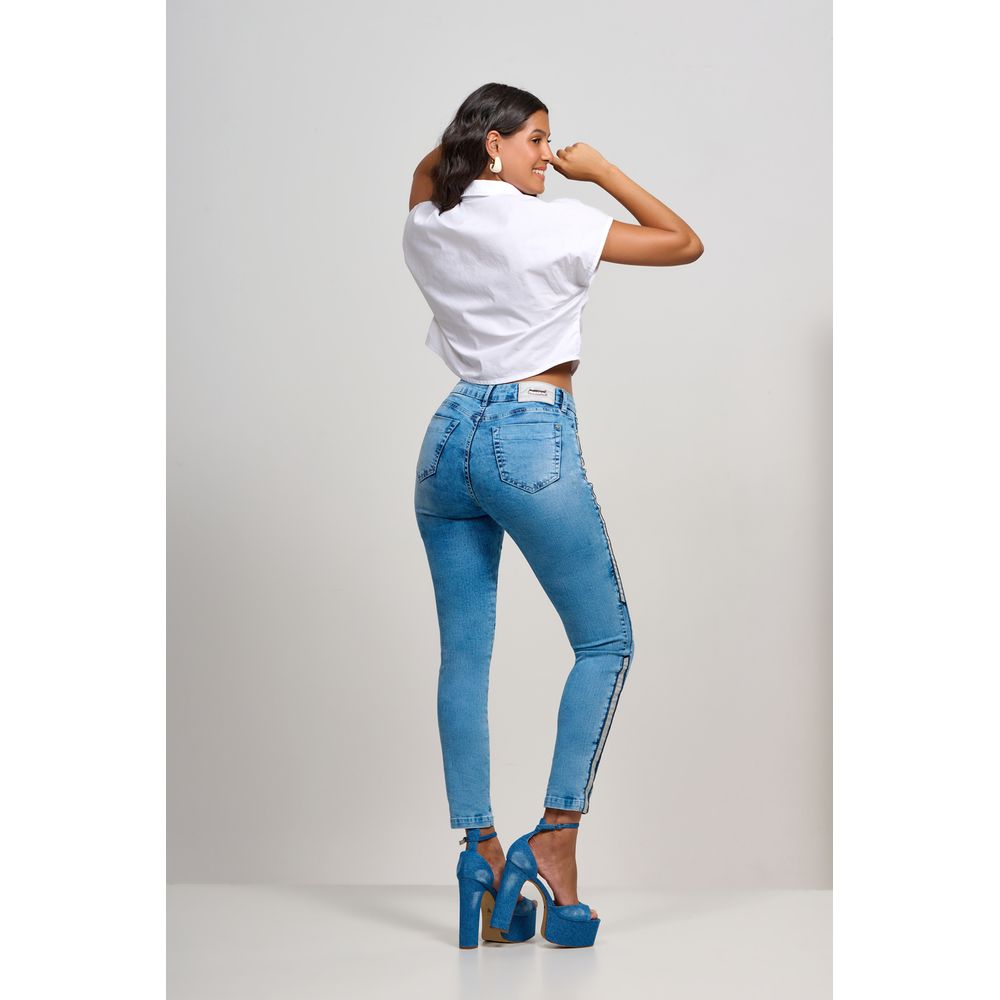 Calça Patogê feminina jeans skinny com mix de tecido cintura média (G3) -  patoge