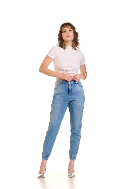 Calça Patogê feminina jogger jeans cintura média (G3) CL36772 Cor:UNICA; Tamanho:36