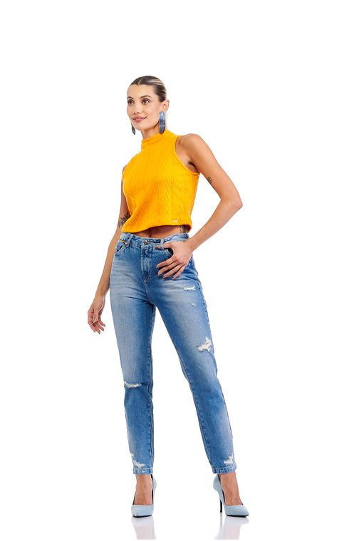 Calça Patogê feminina mom jeans cintura alta (G4) CL36404 Cor:UNICA; Tamanho:36