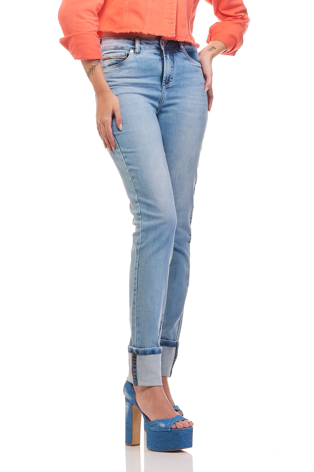 Calça Patogê feminina boot cut jeans cintura alta (G4) CL37033