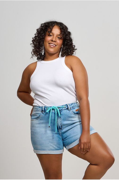 Bermuda Patogê feminina curvy jeans cintura média (G3) BE37131 Cor:UNICA; Tamanho:42