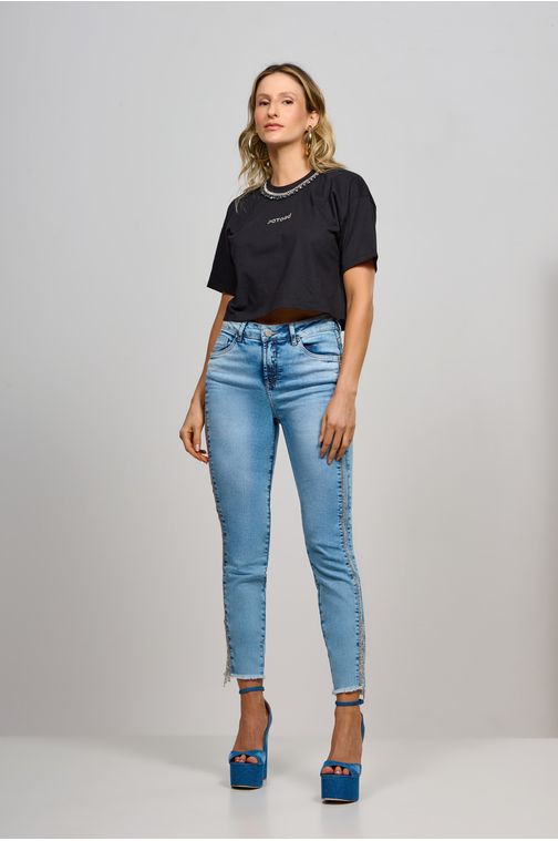 Calça Patogê feminina cigarrete jeans cintura média (G3) CL37002 Cor:UNICA; Tamanho:36