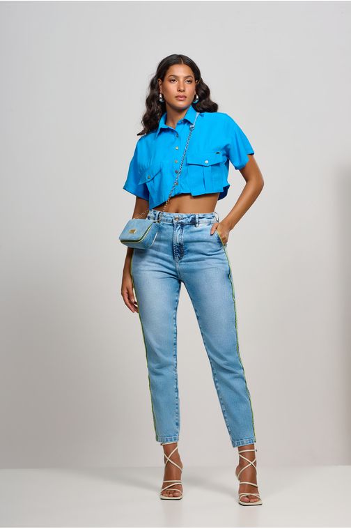 Calça Patogê feminina baggy jeans cintura média (G3) CL37060 Cor:UNICA; Tamanho:36
