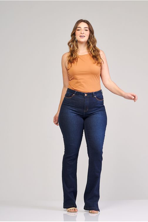 Calça Patogê feminina boot cut curvy jeans cintura média (G3) CL37130 Cor:UNICA; Tamanho:44