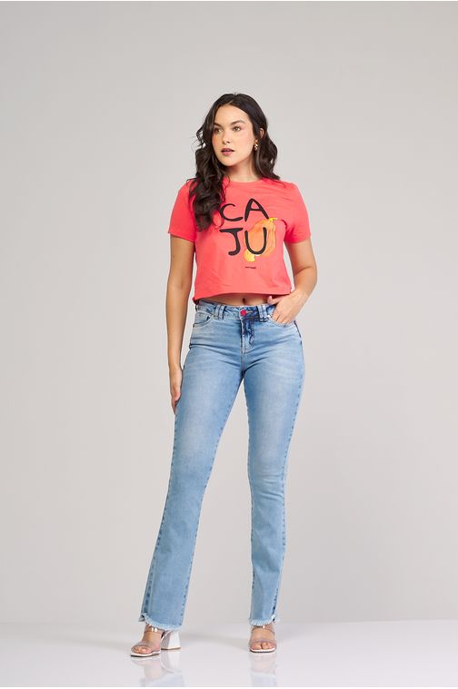 Calça Patogê feminina boot cut jeans cintura média (G3) CL36793 Cor:UNICA; Tamanho:36
