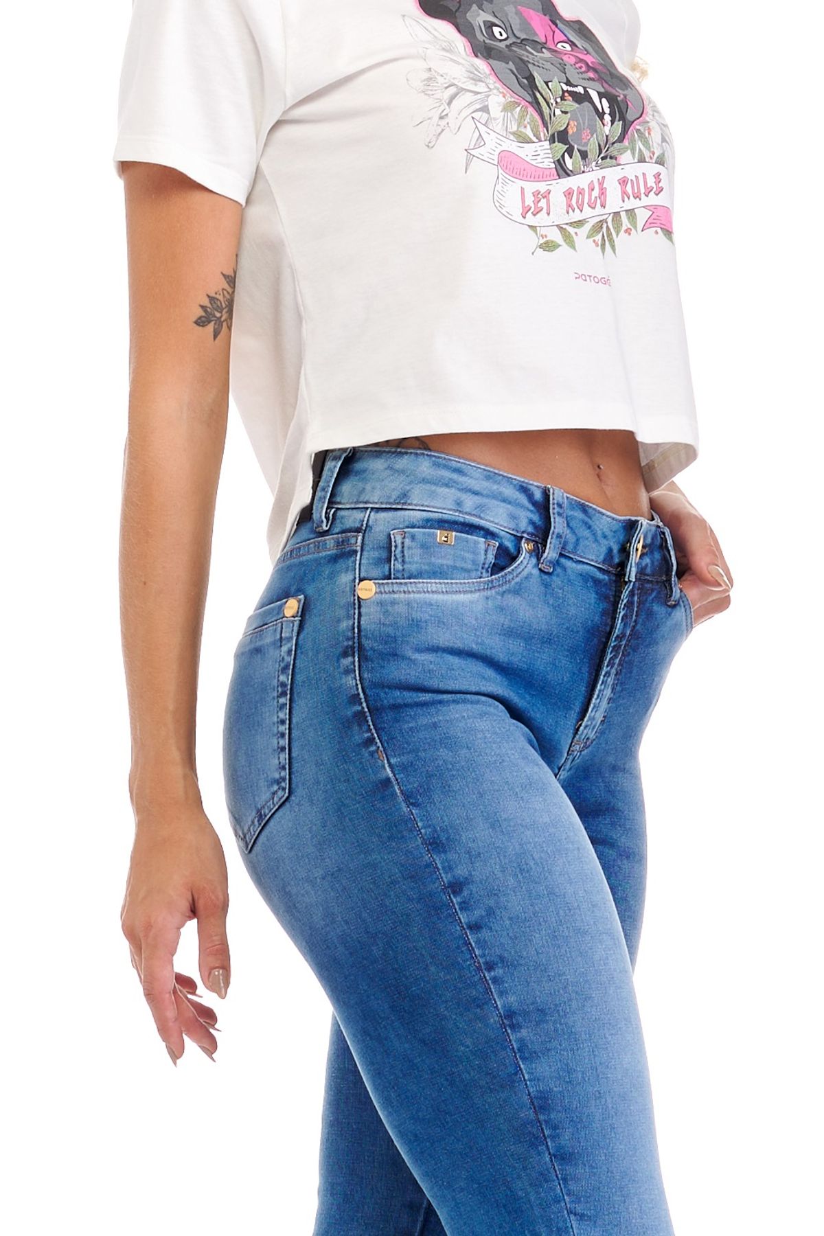 Calça Patogê feminina flare curvy jeans cintura média (G3) CL37135
