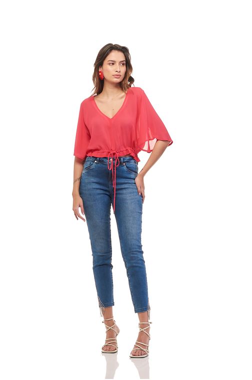 Calça Patogê feminina cigarrete jeans cintura média (G3) CL37097 Cor:UNICA; Tamanho:36