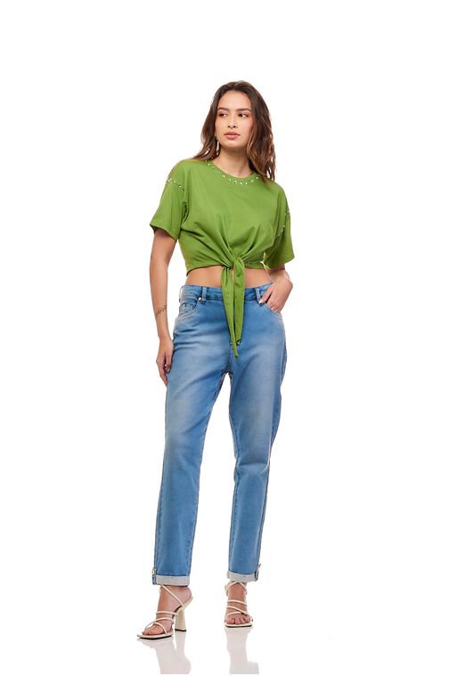 Calça Patogê feminina jogger jeans cintura média (G3) CL37186 Cor:UNICA; Tamanho:34