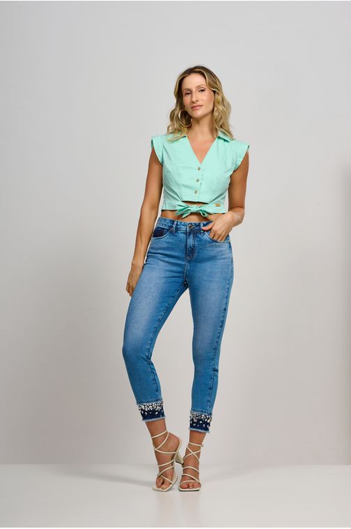 Calça Patogê feminina cigarrete jeans cintura alta (G4) CL36991 Cor:UNICA; Tamanho:36