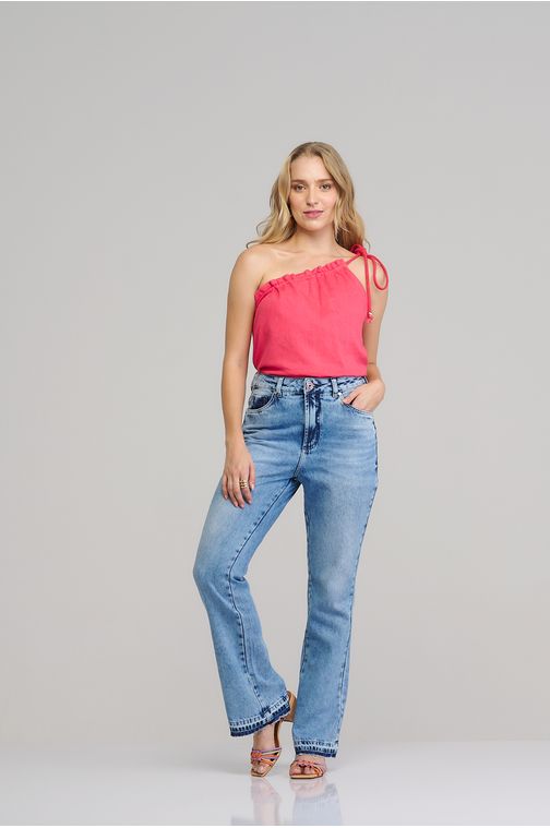 Calça Patogê feminina mom boot cut jeans cintura média (G3) CL37481 Cor:UNICA; Tamanho:36