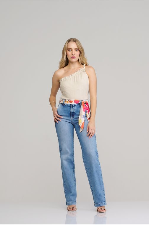 Calça Patogê feminina wide leg light jeans cintura alta (G4) CL36849 Cor:UNICA; Tamanho:36