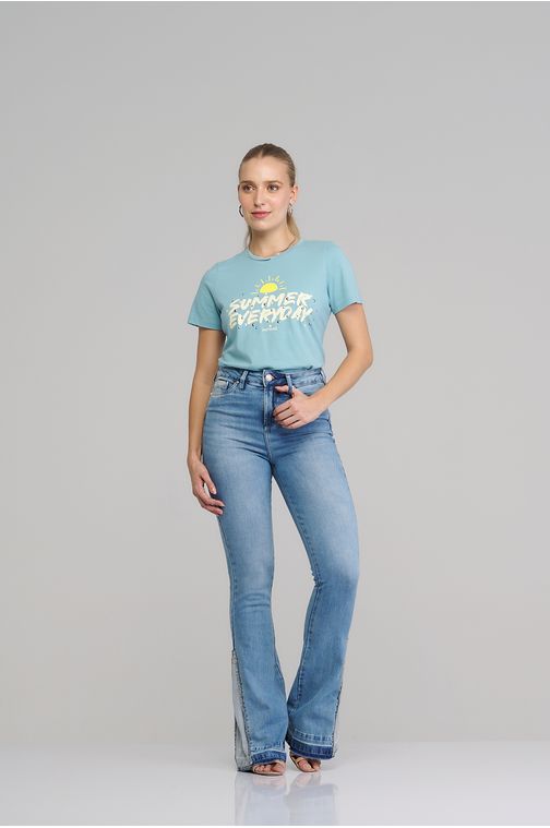 Calça Patogê feminina flare jeans cintura alta (G4) CL37514 Cor:UNICA; Tamanho:38