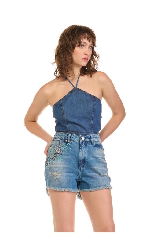 Short Patogê feminino jeans cintura super alta (G5) SH36526 Cor:UNICA; Tamanho:36