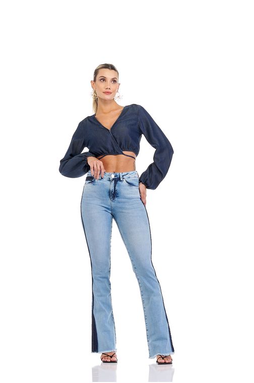 Calça Patogê feminina jeans flare cintura alta (G4) CL36822 Cor:UNICA; Tamanho:36