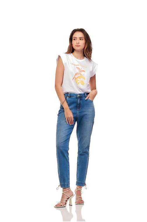 Calça Patogê feminina jeans jogger cintura média (G3) CL36910 Cor:UNICA; Tamanho:34