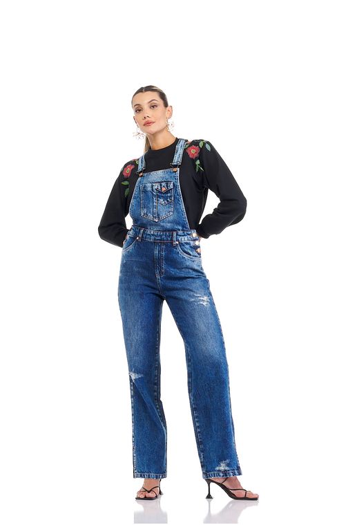 Jardineira Patogê feminina jeans JD36845 Cor:UNICA; Tamanho:36