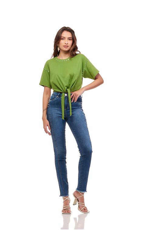 Calça Patogê feminina jeans skinny cintura alta (G4) CL36738 Cor:UNICA; Tamanho:38
