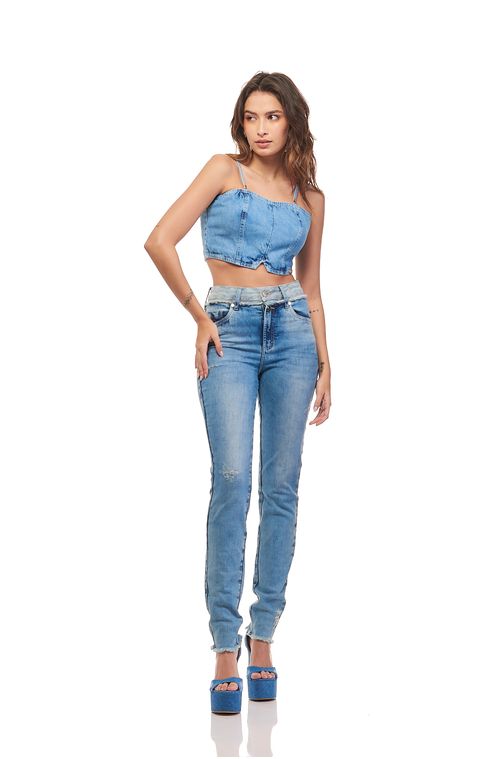 Calça Patogê feminina jeans skinny cintura alta (G4) CL36895 Cor:UNICA; Tamanho:36