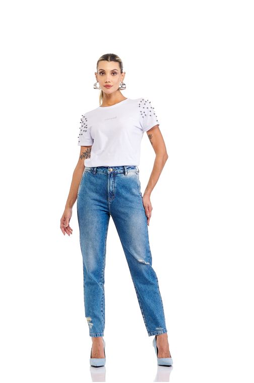 Calça Patogê feminina baggy jeans cintura alta (G4) CL36779 Cor:UNICA; Tamanho:36
