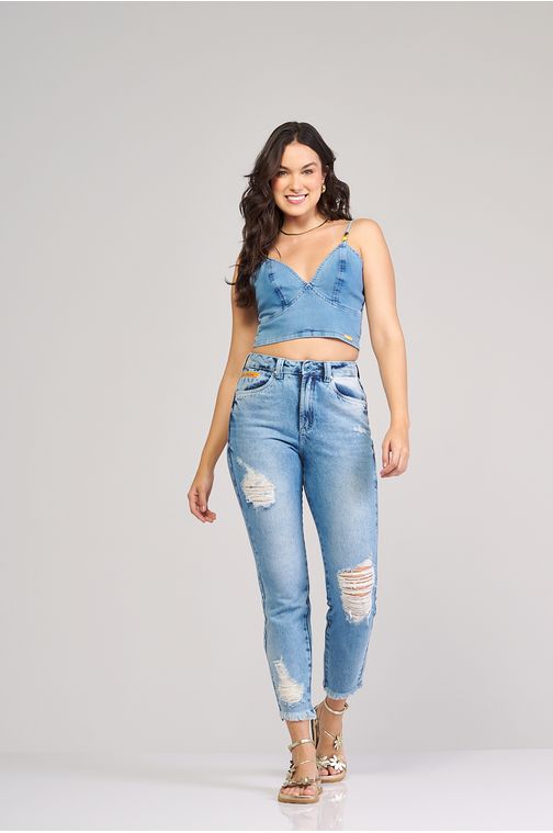 Calça mom jeans feminina Patogê cintura média (G3) CL37173 Cor:UNICA; Tamanho:36