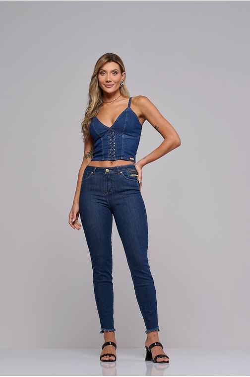 Calça skinny jeans feminina Patogê cintura alta (G4) CL37586 Cor:UNICA; Tamanho:36