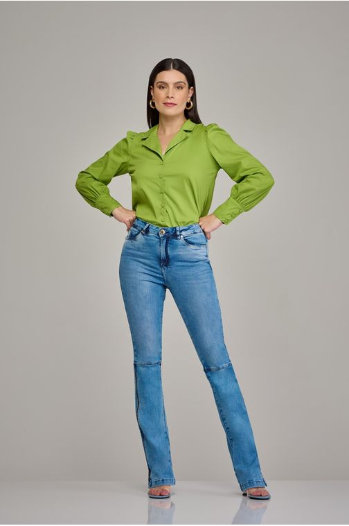 Calça boot cut jeans feminina Patoge cintura alta (G4) CL37432 Cor:UNICA; Tamanho:36