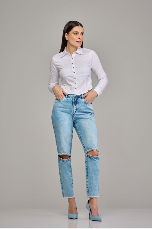 Calça mom jeans feminina Patogê cintura alta (G4) CL37477 Cor:UNICA; Tamanho:36