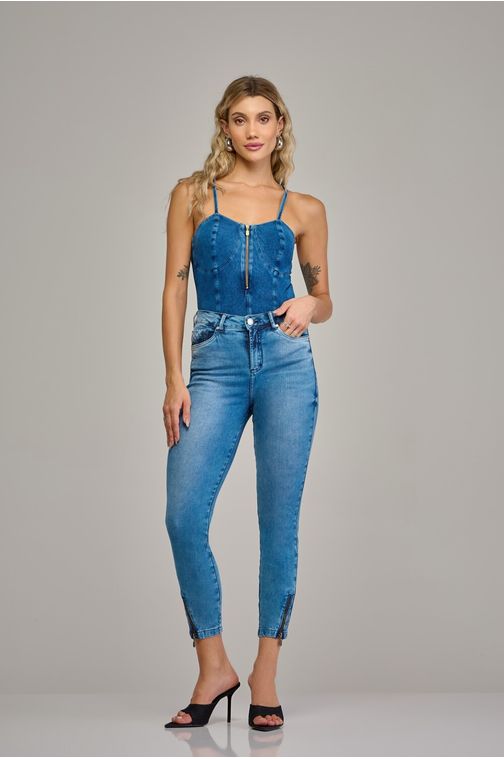 Calça cigarrete jeans feminina Patogê cintura alta (G4) CL37489 Cor:UNICA; Tamanho:36