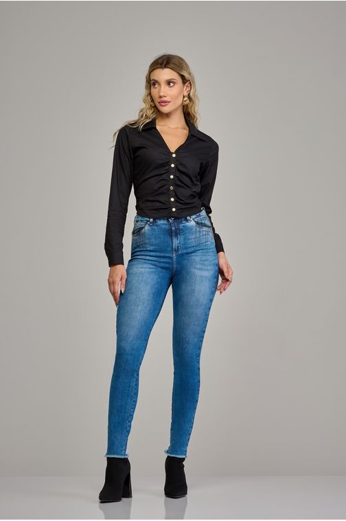 Calça skinny jeans feminina Patogê cintura alta (G4) CL37552 Cor:UNICA; Tamanho:36