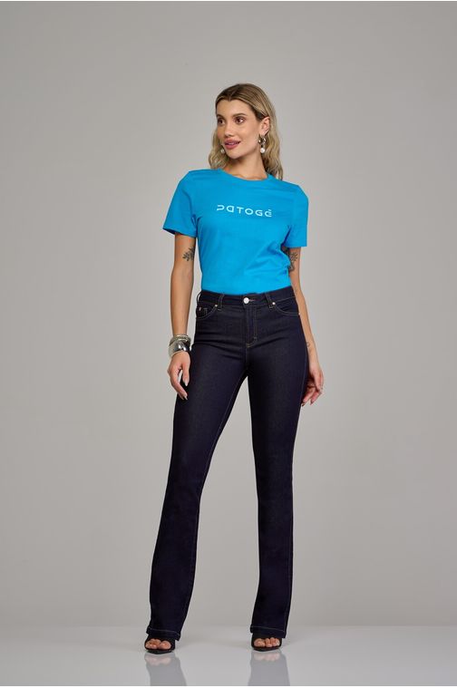 Calça boot cut jeans feminina Patogê feminina cintura média (G3) CL37594 Cor:UNICA; Tamanho:42