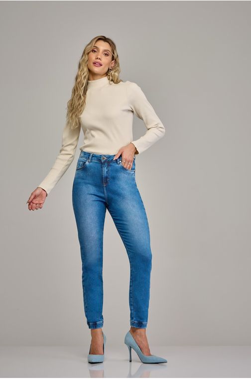 Calça jogger jeans feminina Patogê cintura média (G3) CL37607 Cor:UNICA; Tamanho:34