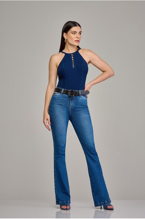 Calça flare jeans feminina Patogê cintura alta (G4) CL37478 Cor:UNICA; Tamanho:36