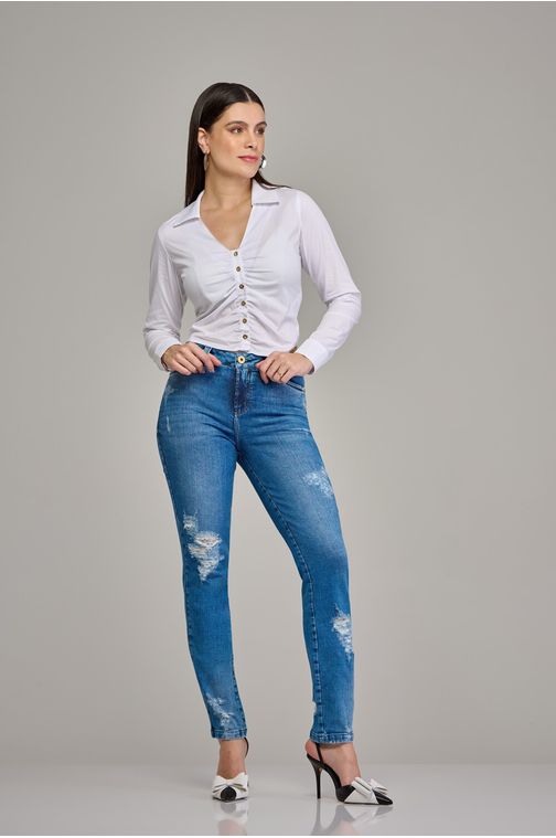 Calça skinny jeans feminina Patogê cintura média (G3) CL37446 Cor:UNICA; Tamanho:38