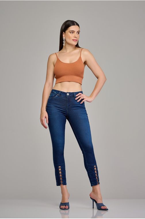 Calça cigarrete jeans feminina Patogê cintura média (G3) CL37452 Cor:UNICA; Tamanho:36