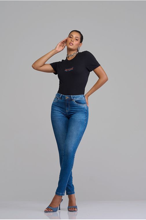 Calça skinny jeans feminina Patogê cintura média (G3) CL37288 Cor:UNICA; Tamanho:34
