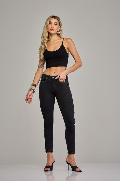 Calça skinny jeans feminina Patogê cintura média (G3) CL37547 Cor:UNICA; Tamanho:36